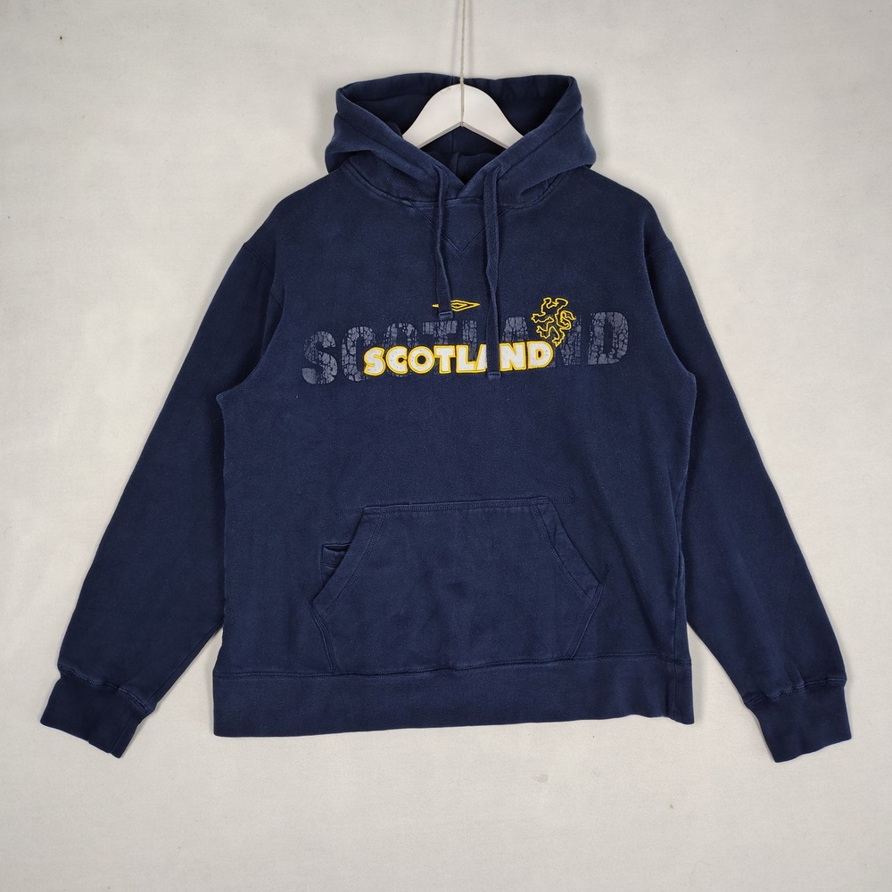 Umbro Scotland Graphic Pullover Hoodie Navy Blue Size L Distressed Logo Lion